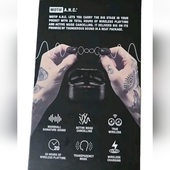 Marshall Motif A.N.C. True Wireless Earbuds Active Noice Cancelling 20 Hours New - Picture 2 of 6
